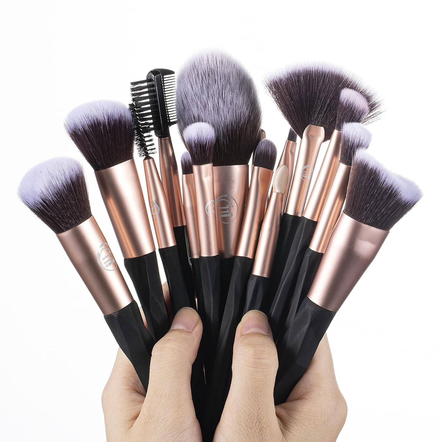 Black Makeup Brushes and Makeup Sponges 18Pcs Makeup Tool Set Makeup Brushes Set Natural Synthetic Eye Shadow Foundation Make-Up Facial Mixed Powder Blusher Concealer Eye Makeup Brush Set