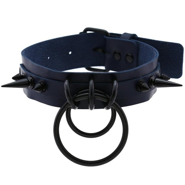 Punk Choker Rivet Buckle Spike Collar Necklace Black  Mens Womens