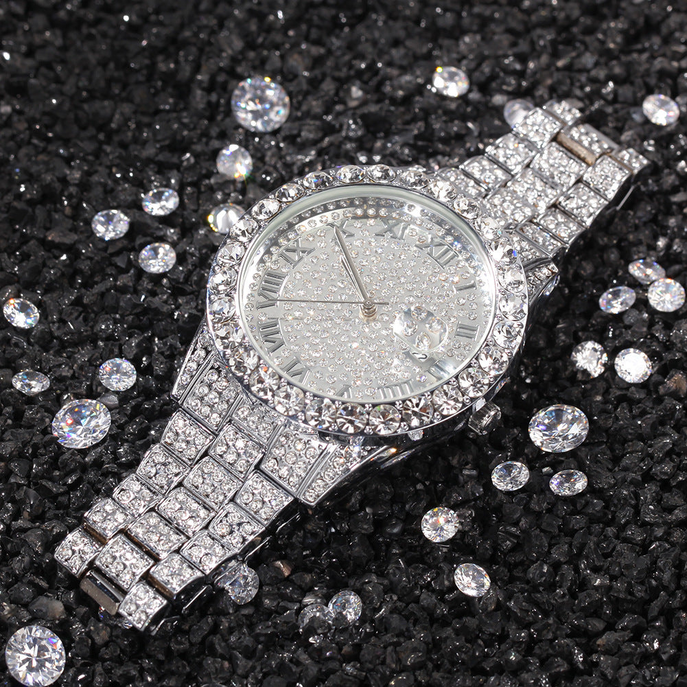 Full diamond waterproof quartz watch