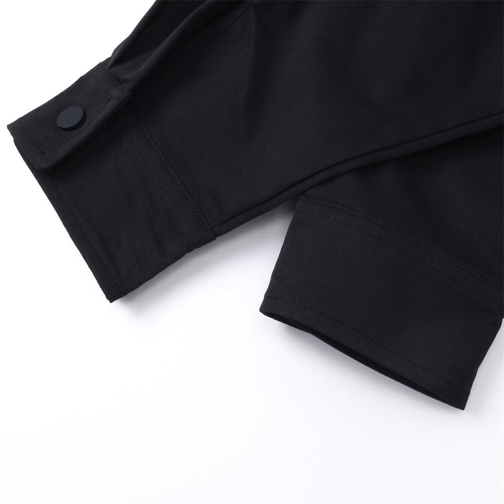 Men's High Street Fashion Loose Casual Pu Shuai Workwear Long Sleeve Shirt Coat