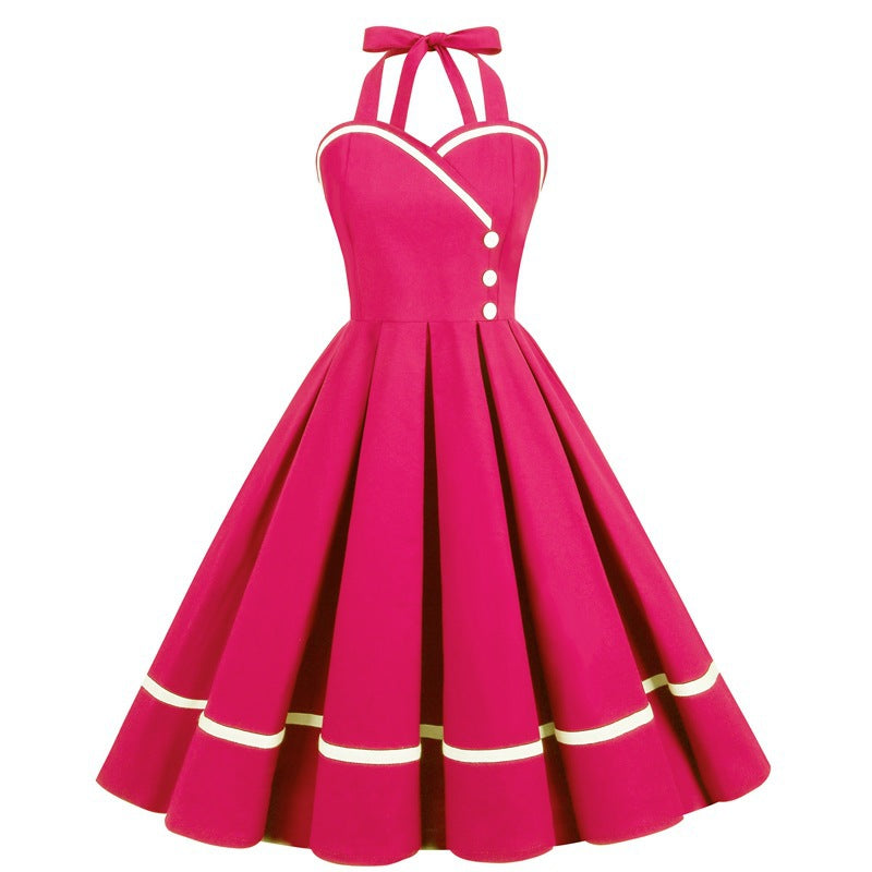 Retro-style Cinched-waist A-line 1950s Dress With A Voluminous Skirt