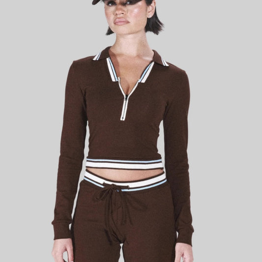 Fashionable Retro Streetwear Casual Long-Sleeve Color-Block Pants Set
