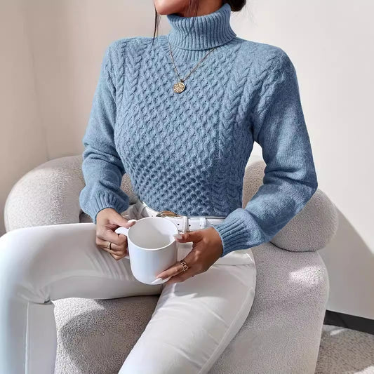 Autumn And Winter New High Neck Twist Woven Jacket