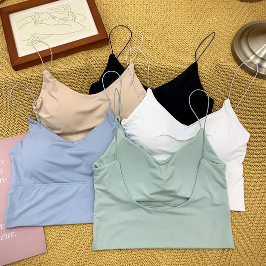 Summer Dress Bright Silk Beautiful Strap Chest Pad Wrap Chest Camisole