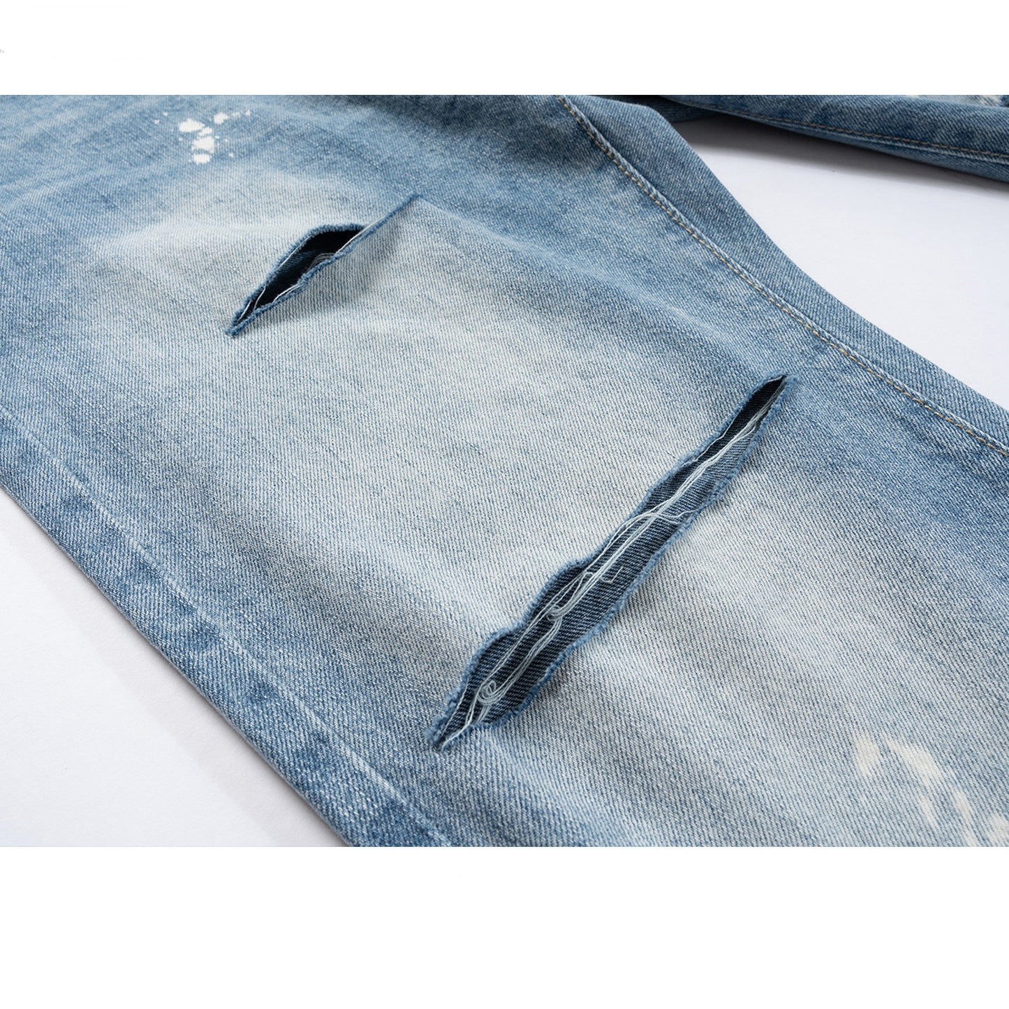 Ripped Trousers Men's And Women's Same Small Slit Paint Splashed Jeans