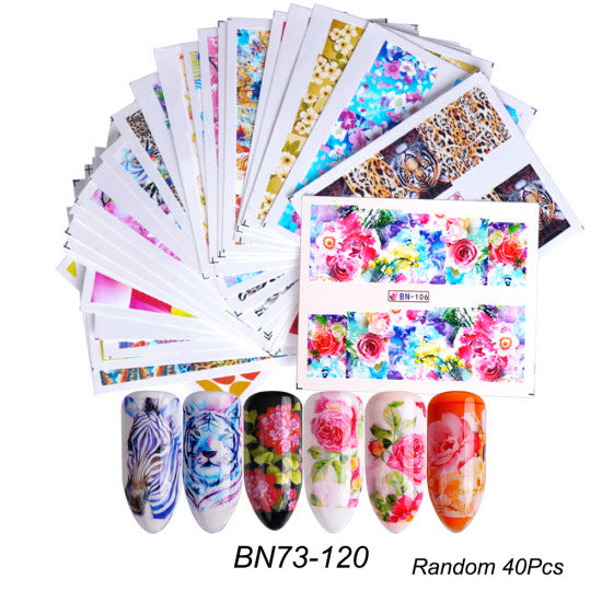 Black And White Lace Flower Nail Art Sticker Set