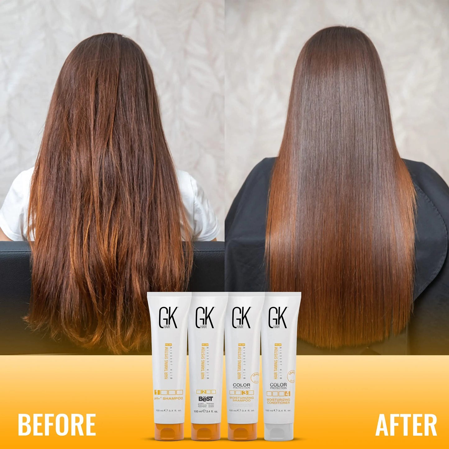 GK HAIR Global Keratin Det bästa konsumentboxpaketet (100ml / 3,4 Fl Oz) Keratinuträtning Hårbehandling - Komplex brasiliansk professionell plattning för rakt och frizzfritt hår