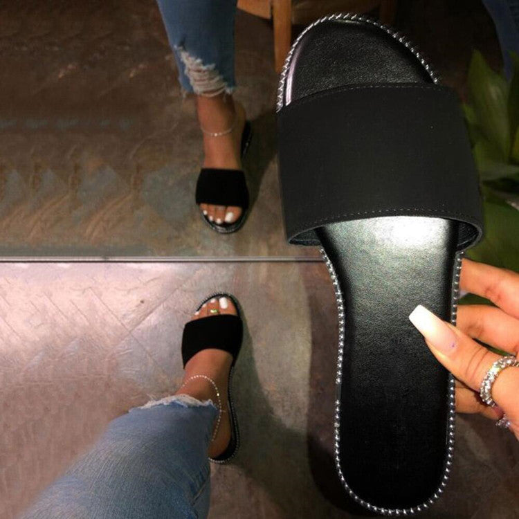 Flat-bottomed Flip-flops Transparent Foreign Trade Large Size Sandals
