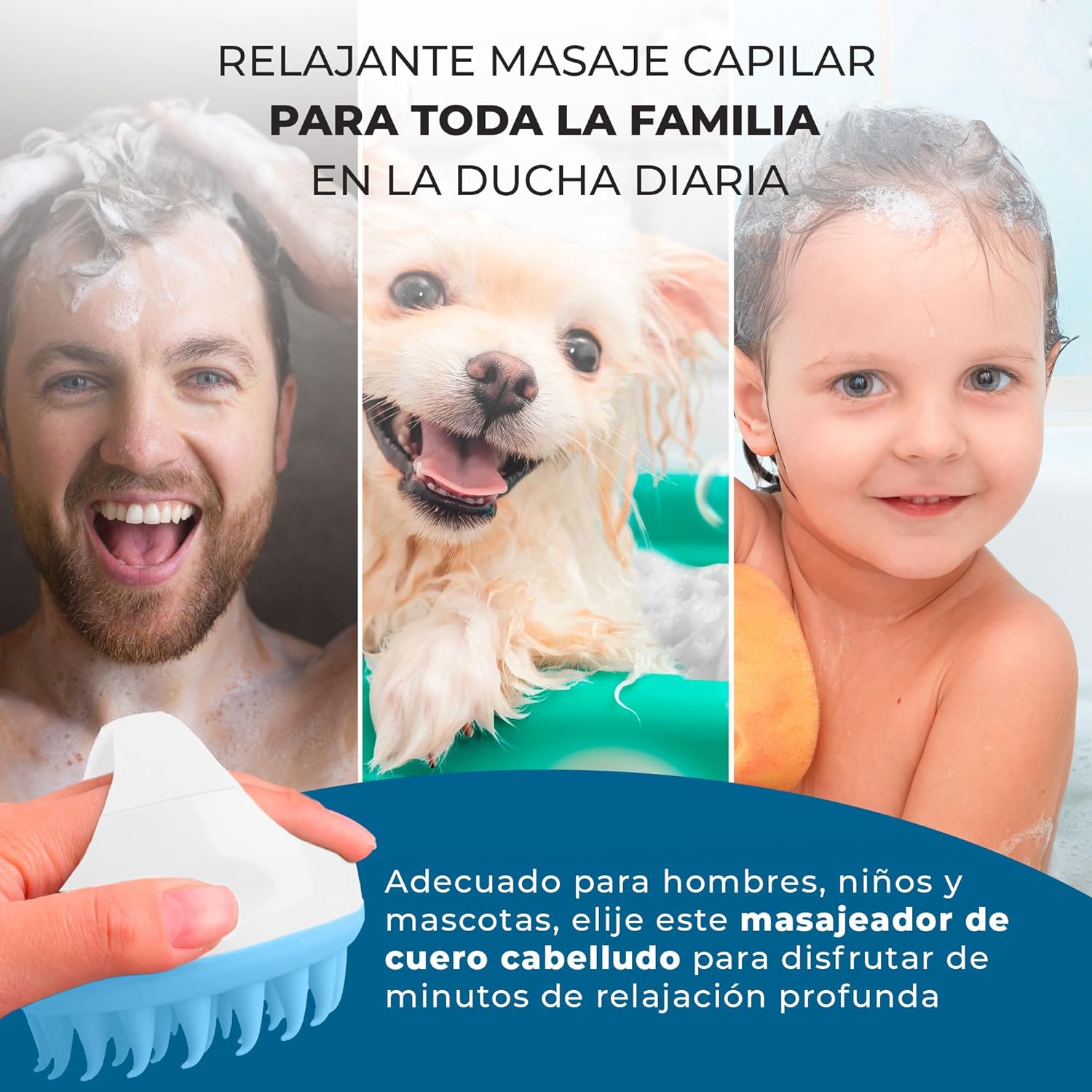 Set De Peinado, Cepillo Antitirones, Masajeador Cuero Cabelludo, Pulverizador Agua, Cepillo Desenredante Sin Tirones, Masajeador Cabeza, Spray Agua Pulverizador (Azul)