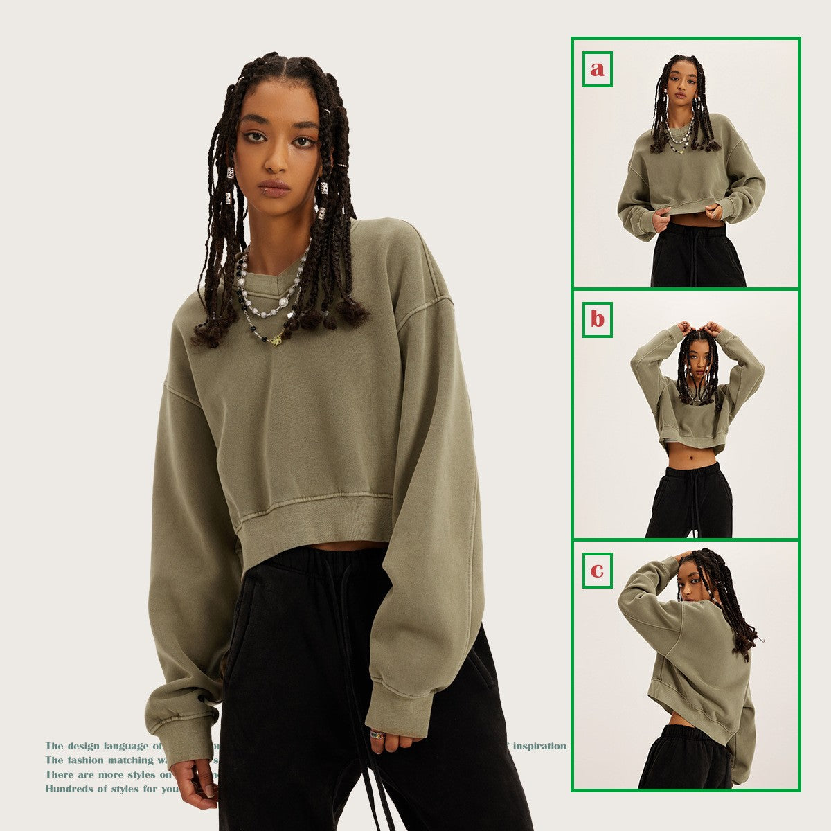 Vintage Wash And Fleece V-neck Hoodie