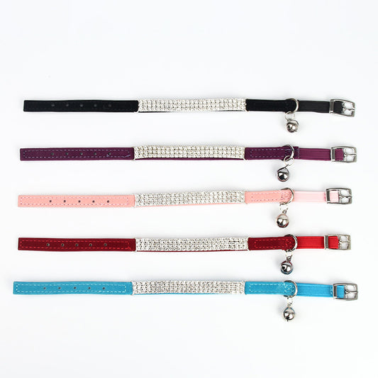 Pet Supplies Rhinestone Suede Cat Collar