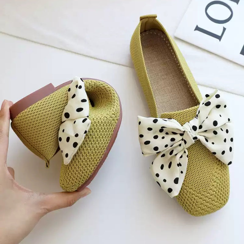 Knitted Shoes Women's Spring And Summer New Soft Bottom Bowknot Fairy Style