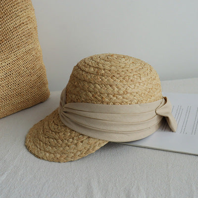 Raffia Women's All-match Pleated Cotton Hat Bow