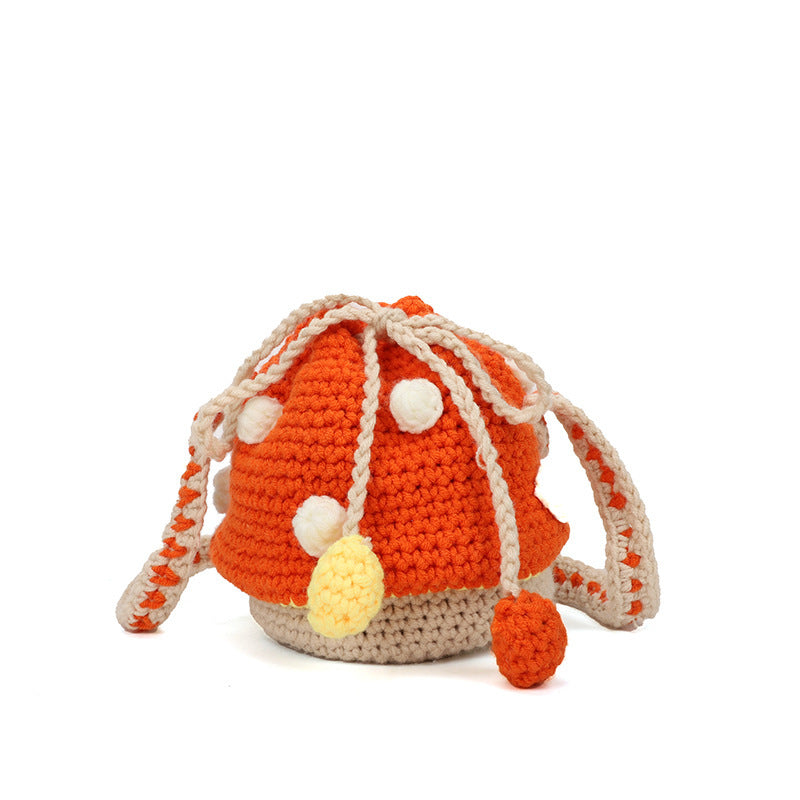 New Handwoven Woolen Cute Mushroom Crossbody Bag