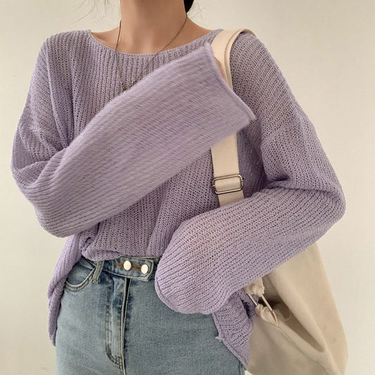 Solid Color Loose And Idle Sun Protection Long Sleeve Blouse Casual
