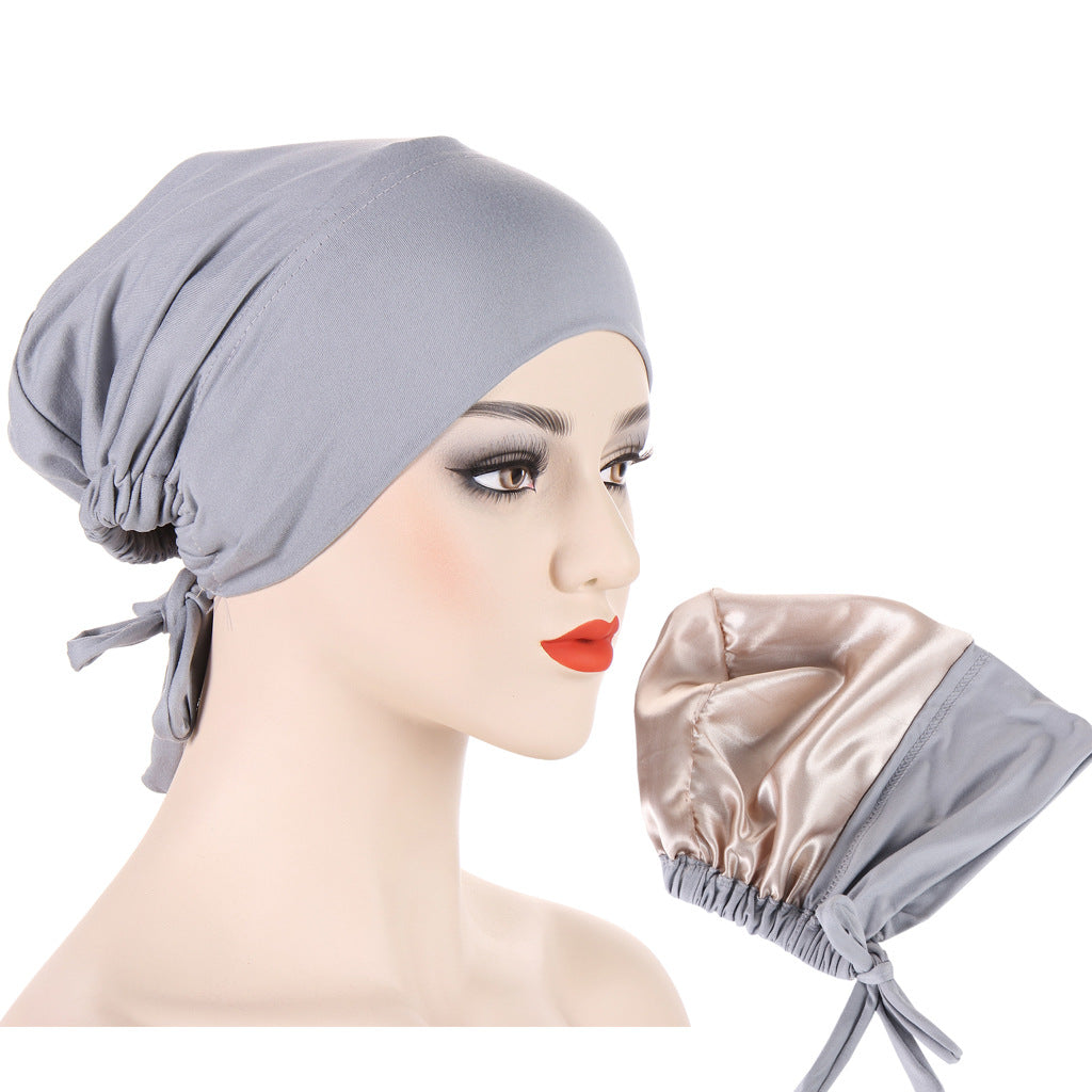 Women's Multicolor Satin Drawstring Sleeve Cap
