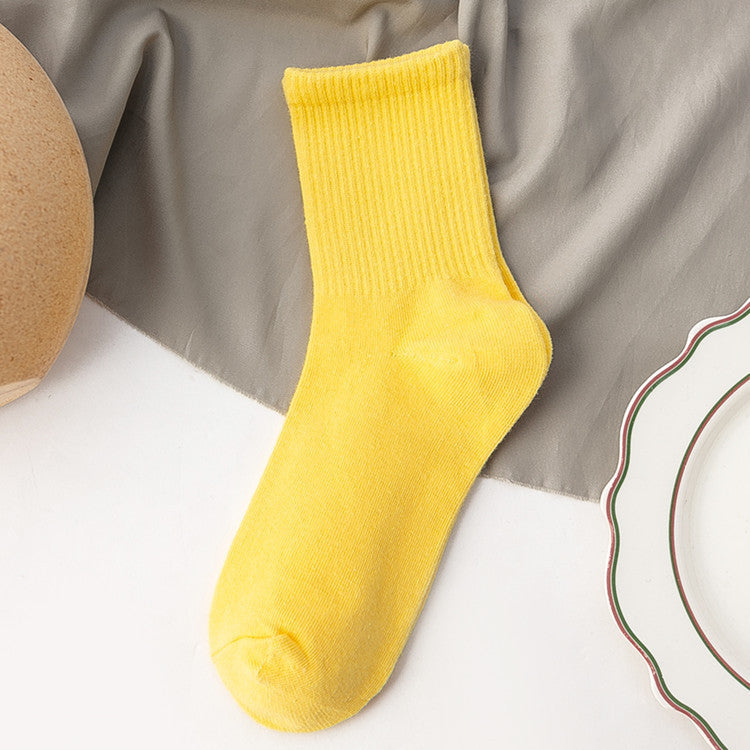 Candy-colored Mid-calf High Rubber Band Student Sports Socks