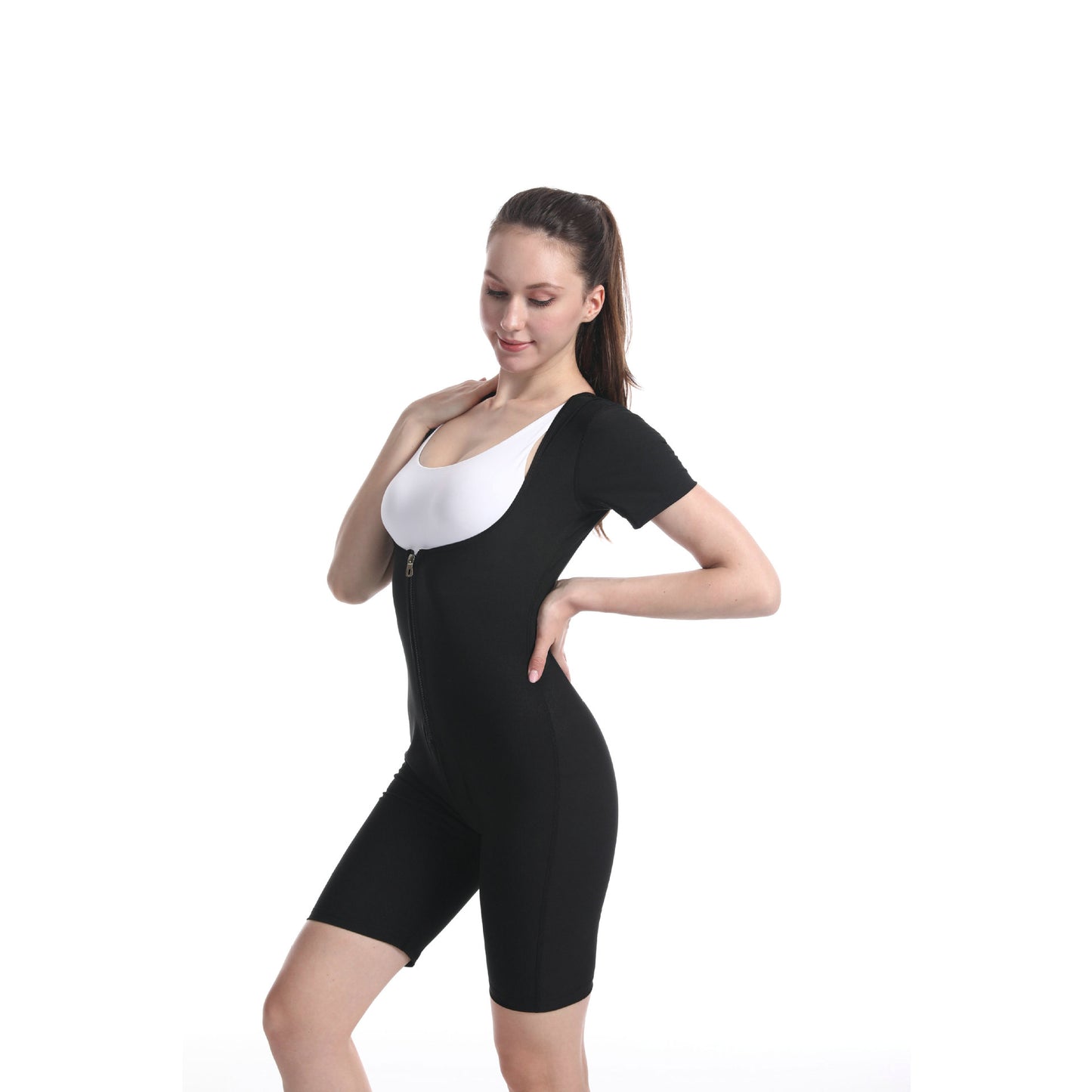 Womens Shaping Long-Sleeve Base Top And Waist-Cinching Jumpsuit