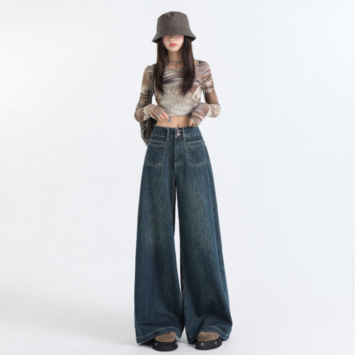 Women's Retro High Waist Wide Leg Jeans