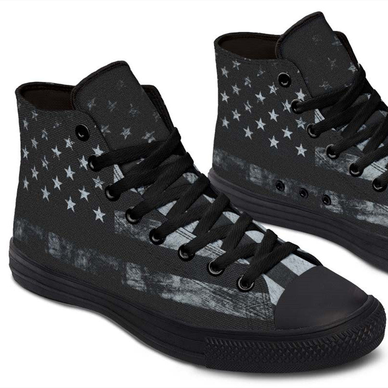 Men's And Women's Fashion Color Printing High-top Canvas Shoes