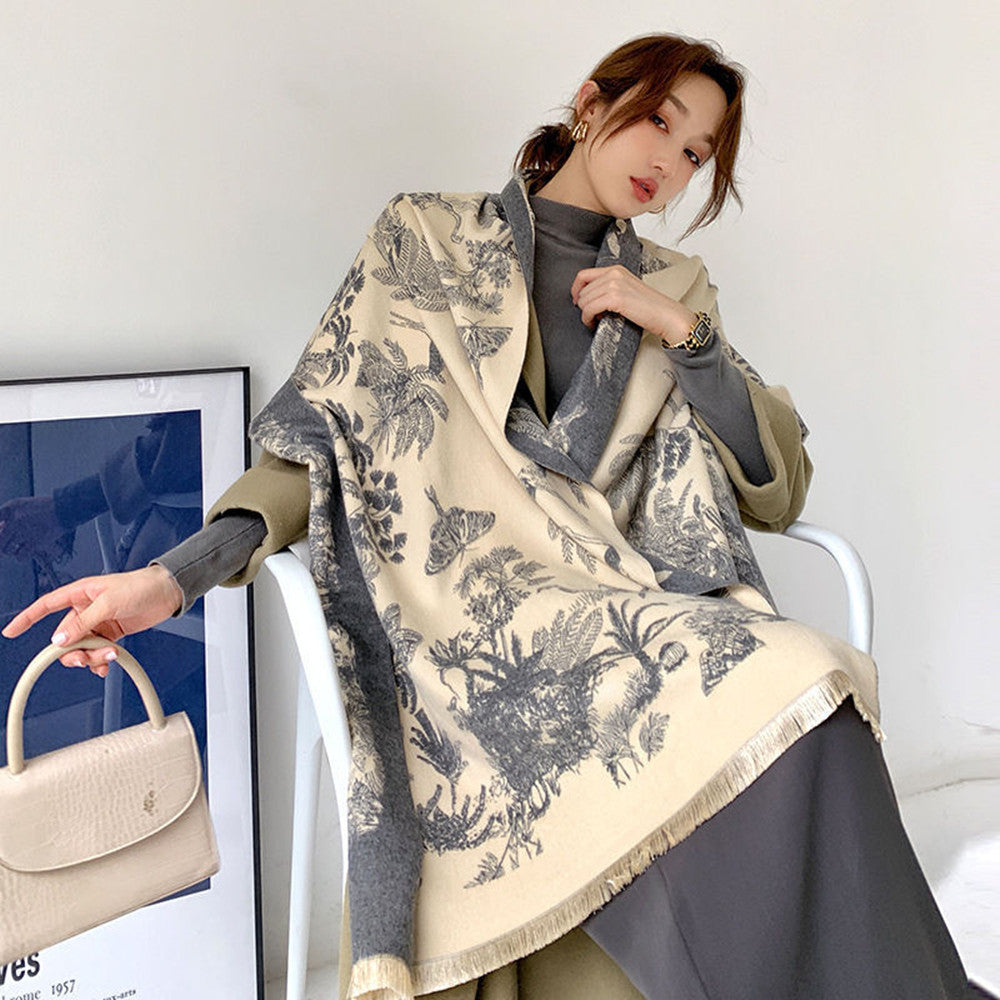 Scarf Women's Warm Shawl Middle-aged Elders
