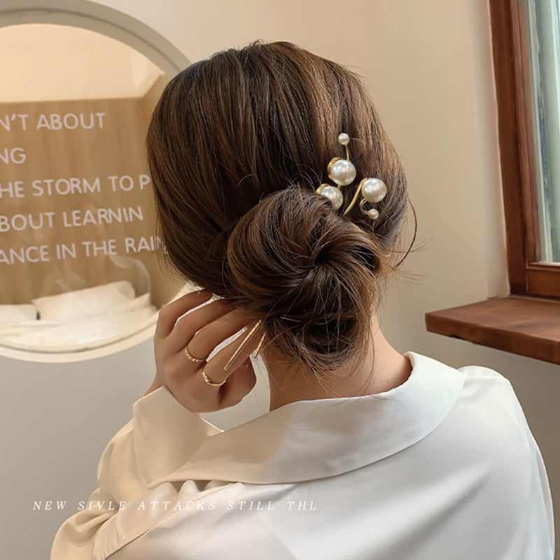 Temperament Pearl Alloy Plate Hairpin Headgear