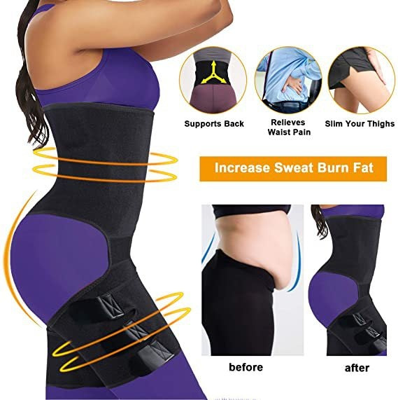 Three-in-one Violently Sweat Waistband Waist And Thigh Trimmer