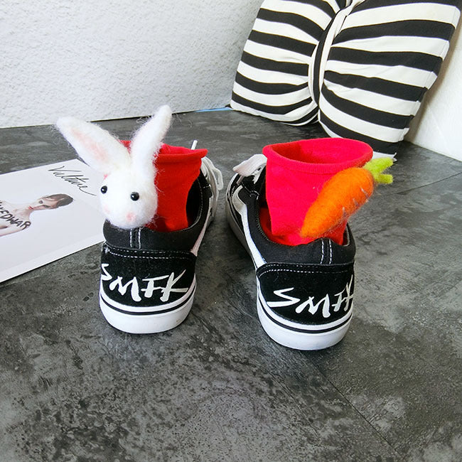 Personalized Rabbit Carrot Asymmetric Wool Felt Socks