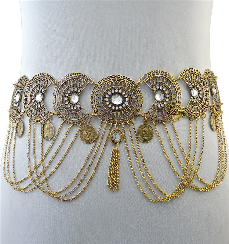 Coin tassel waist chain