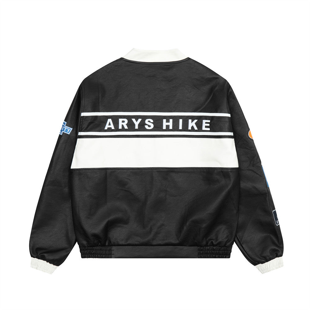 Locomotive Style Racing Suit Leather Coat Men