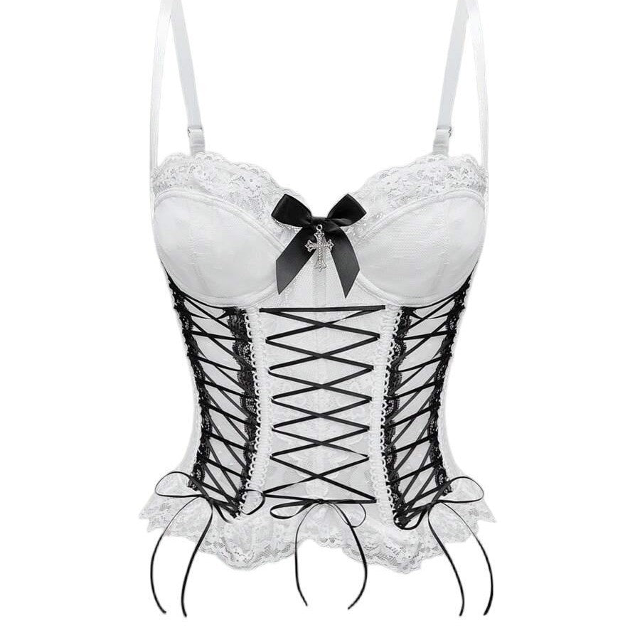 Bow-tie Cross Lace Fishbone Vest Shapewear Corset