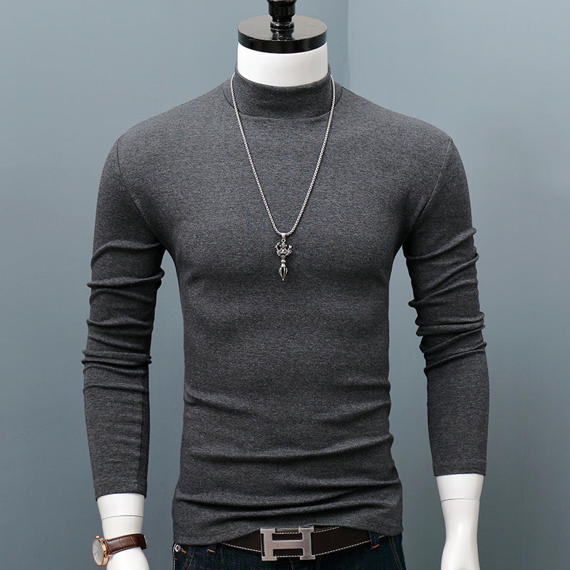 Long-sleeved Cotton Half-high Collar Top