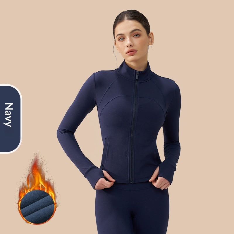 Thickened Thin Fleece Autumn And Winter Fingerless Yoga Top