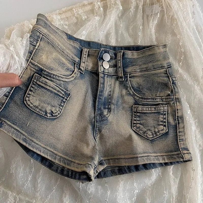 Retro American-Style High-Waisted Denim Hot Shorts For Women