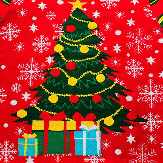 Round Neck Knitted Christmas Sweater European And American Red Pullover Jacquard