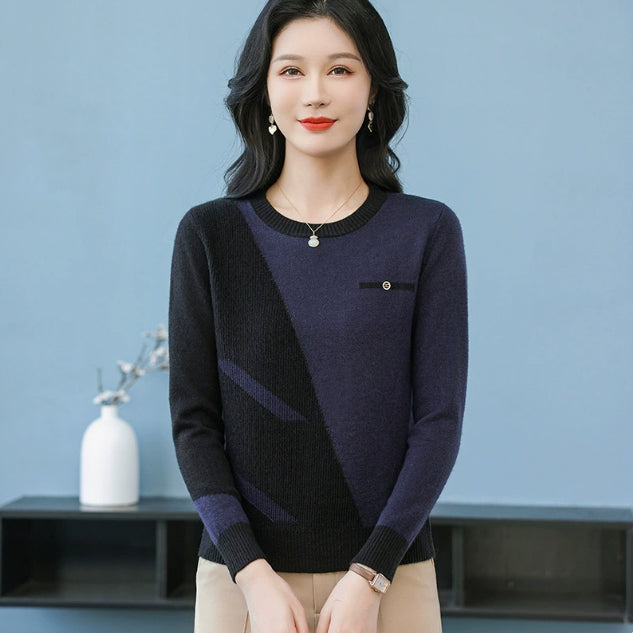 Womens Crew-neck Pullover Knit Top