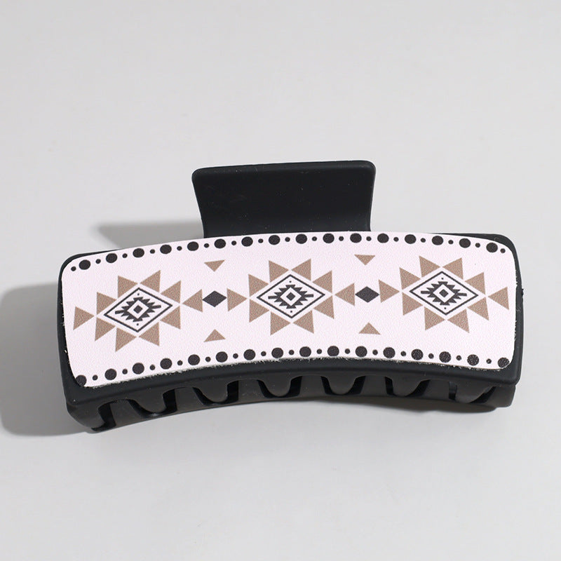 Western Denim Style Fashion Retro Printed Pu Barrettes