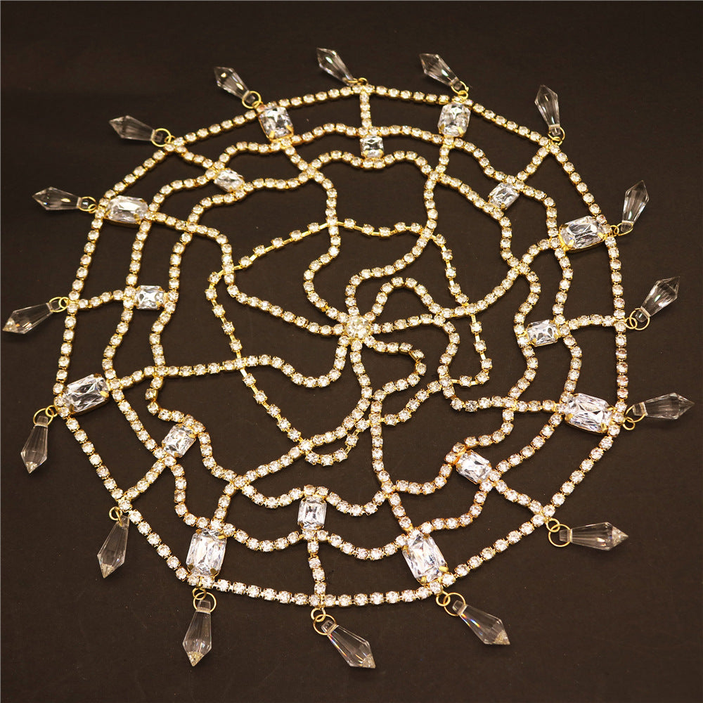 Luxury Rhinestone Fashion Vintage Square Rhinestone Hat Chain Headdress
