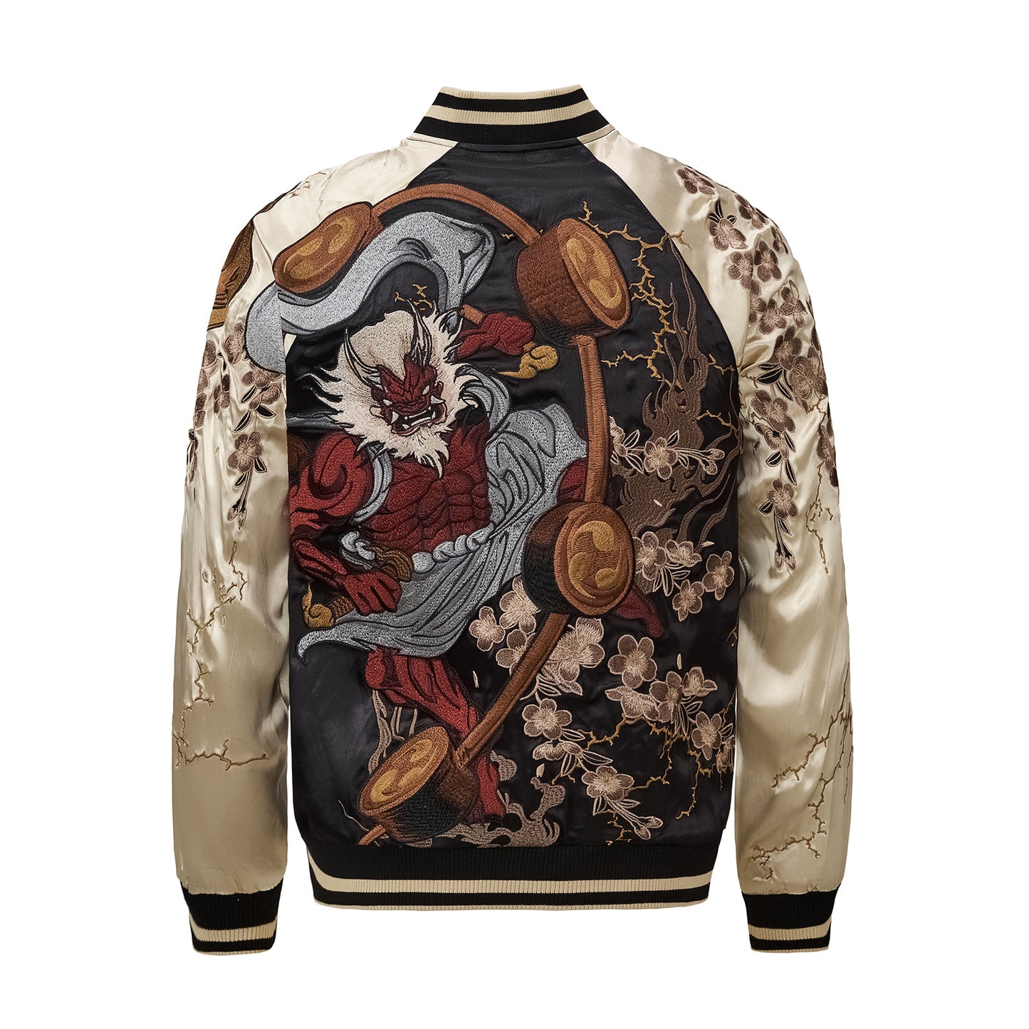 Mens Loose Fit Polyester Embroidered Chinese Style Jacket