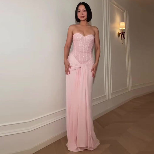 Womens Stylish And Sexy Strapless Waist-cinching Dress