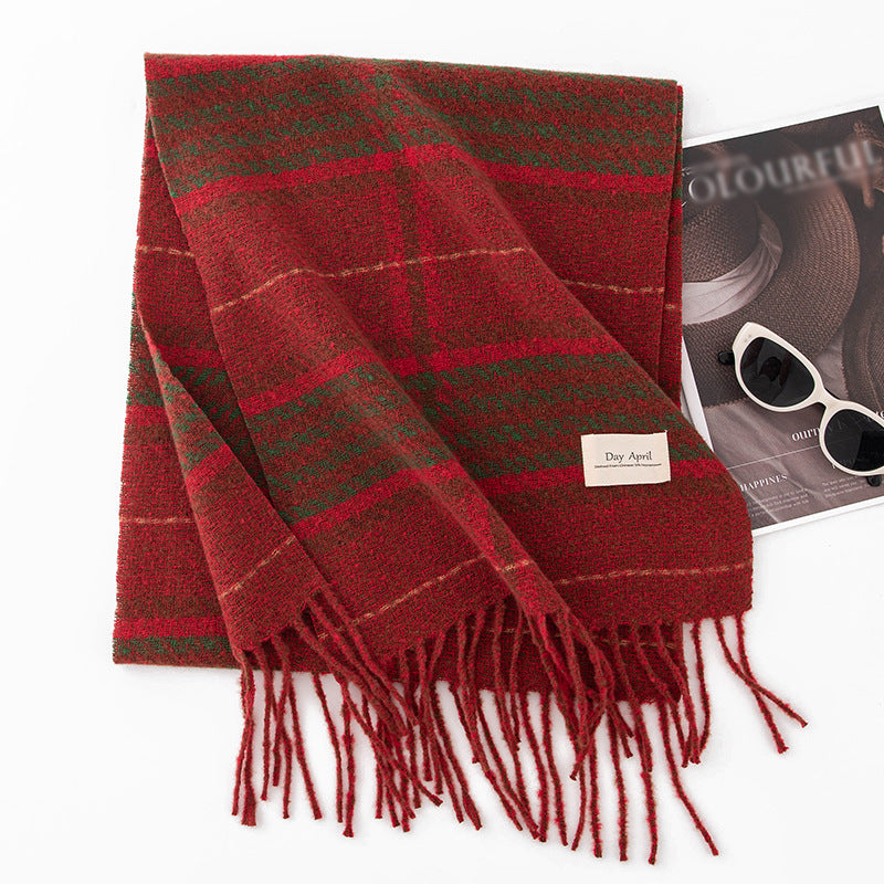 Stylish And Simple Womens Faux Cashmere Plaid Scarf