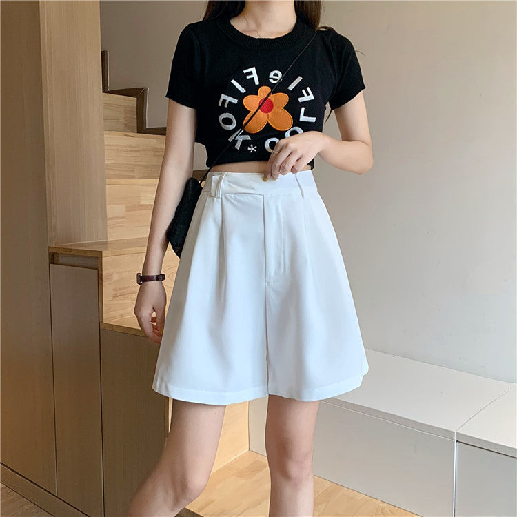 Suit casual five-point pants high waist slim shorts