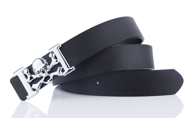 Student decorative skull smooth buckle belt