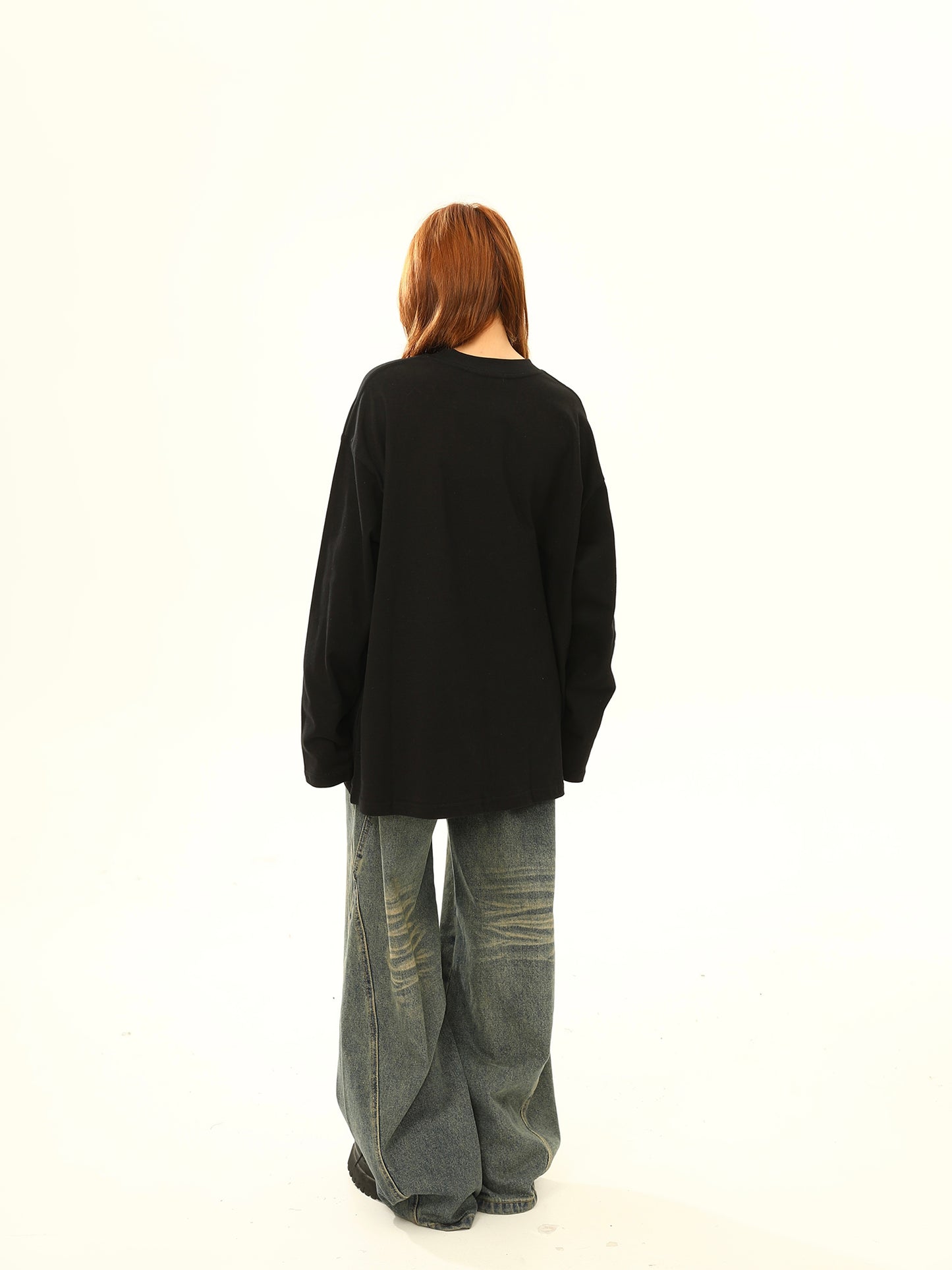 Pure Cotton Long Sleeve 300g Heavy Base Shirt Solid Color T-shirt