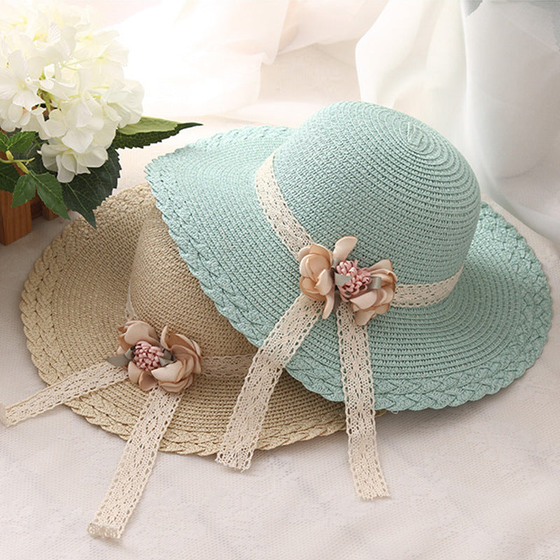 Flower Lace Children's Sunscreen Shade Straw Hat