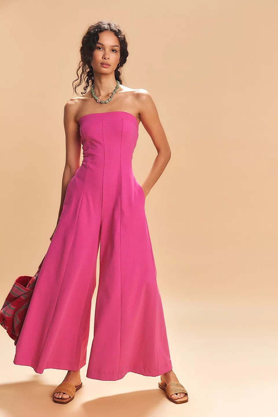 Women's Casual High Waist Wide Leg Sleeveless Jumpsuit