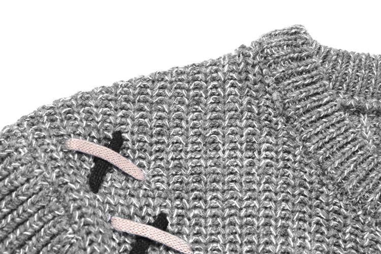Strikket Sweater til Mænd med Brystbånd-udsmykning