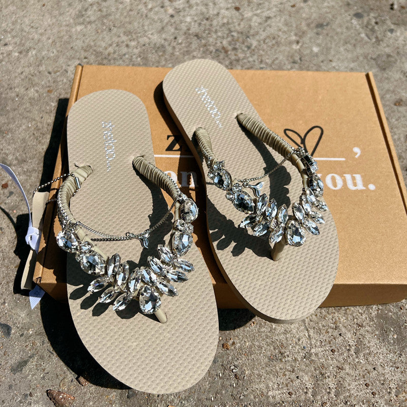 Herringbone Women's Flat Bottom Bright Diamond Solid Color