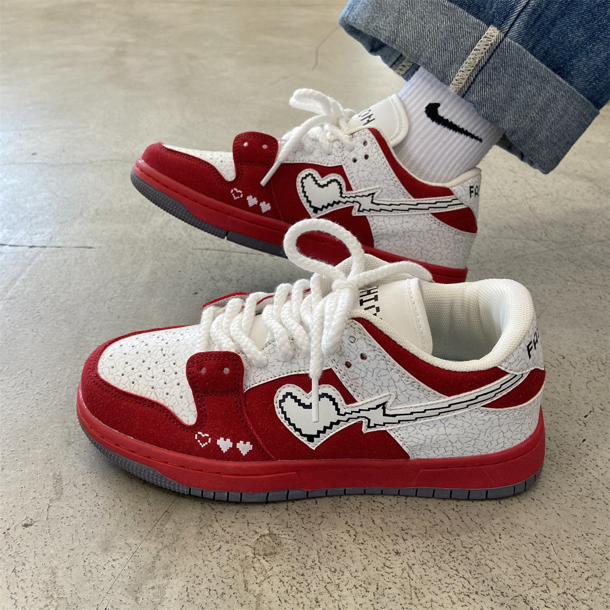 Pixel Heart Røde Skatersko Dame