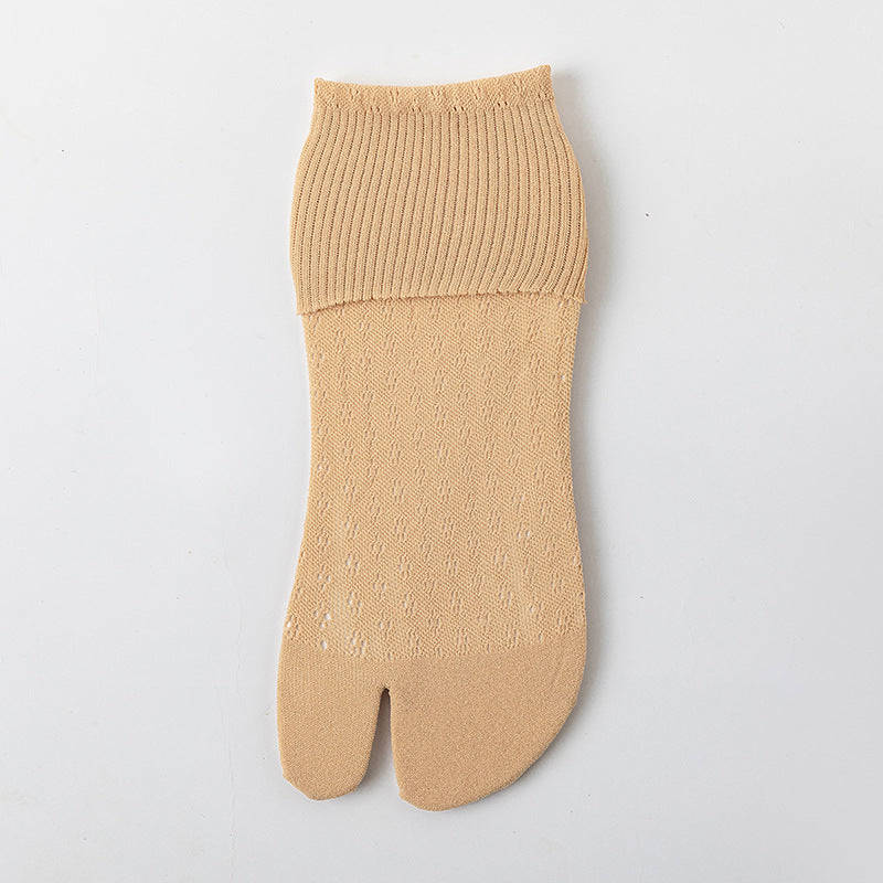 Mesh Hollow Out Two Fingers Women's Mid Tube Stockings